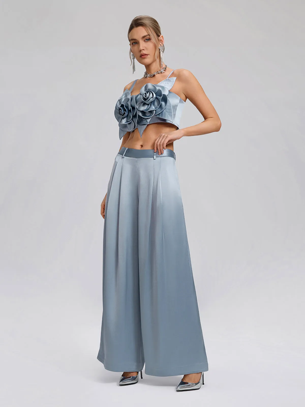 Intricate Acetate Satin Pleated Wide-Leg Pants sold by Rich Radi Q's product image thumbnail 3