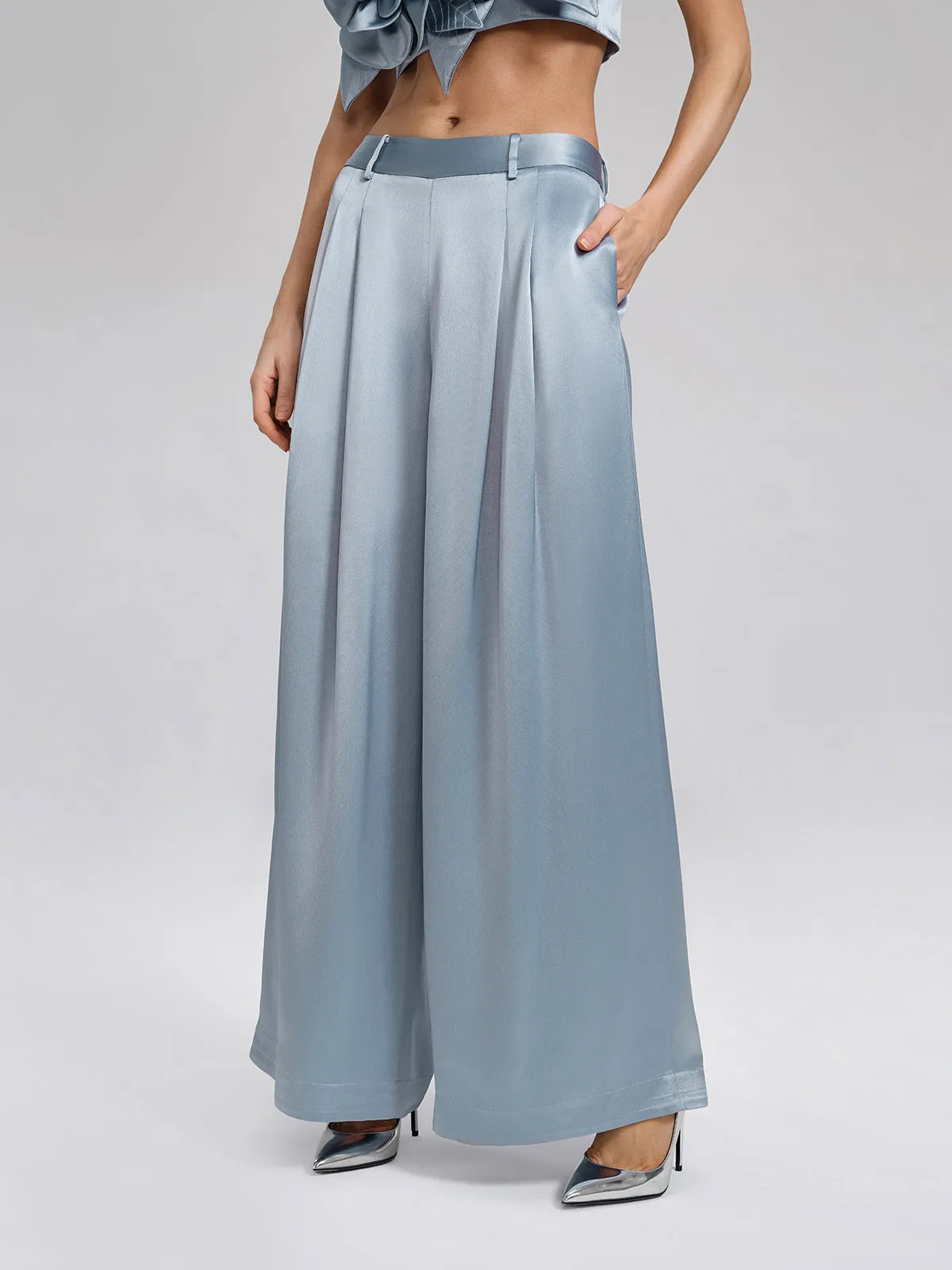 Intricate Acetate Satin Pleated Wide-Leg Pants sold by Rich Radi Q's product image thumbnail 4