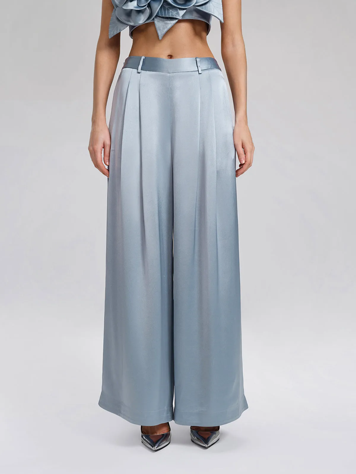 Intricate Acetate Satin Pleated Wide-Leg Pants sold by Rich Radi Q's product image thumbnail 2