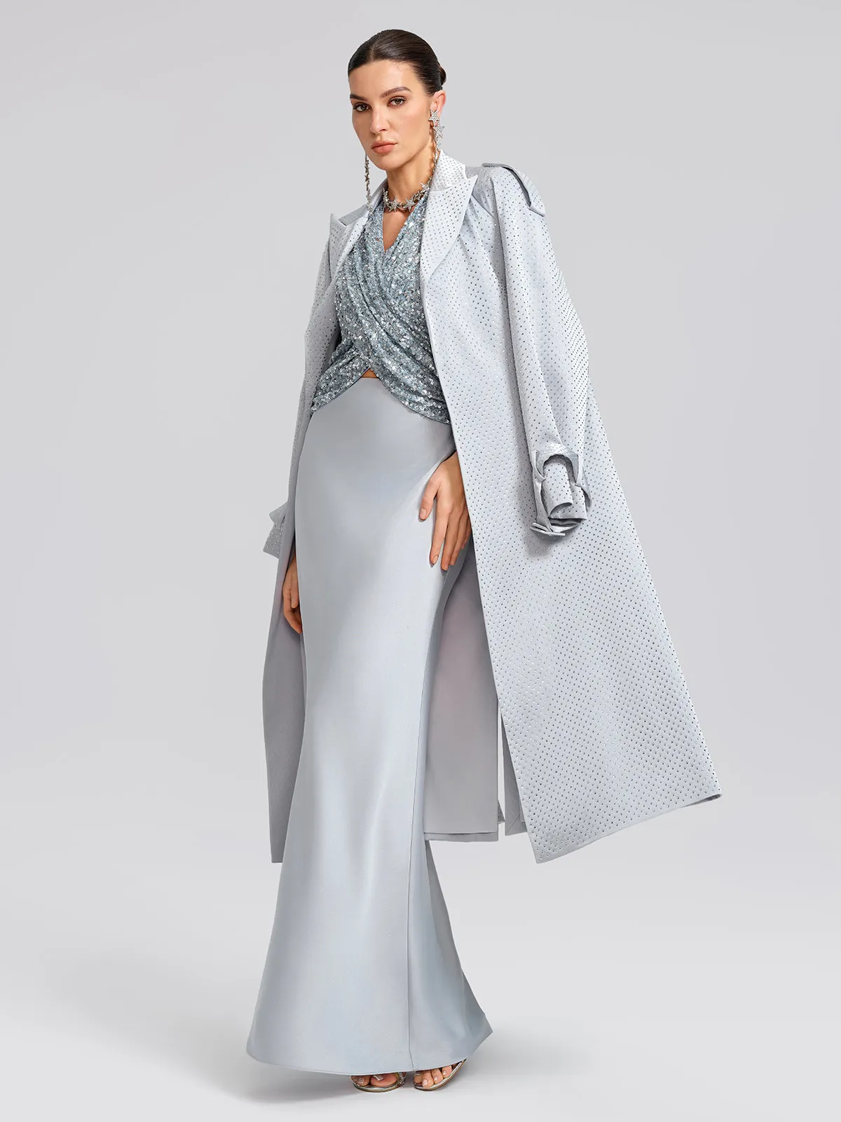 Draped V-Neck Sequin Sculpted Top sold by Rich Radi Q's product image thumbnail 5