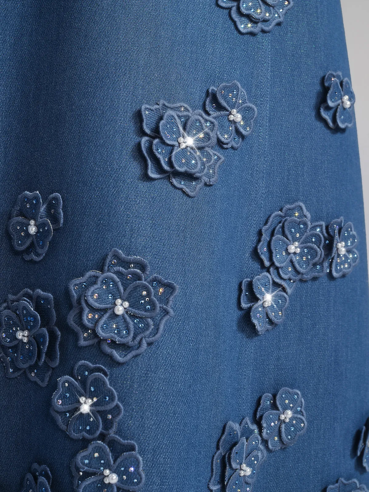 3D Floral Hand-Beaded Pearl Rhinestone Skirt sold by Rich Radi Q's product image thumbnail 4