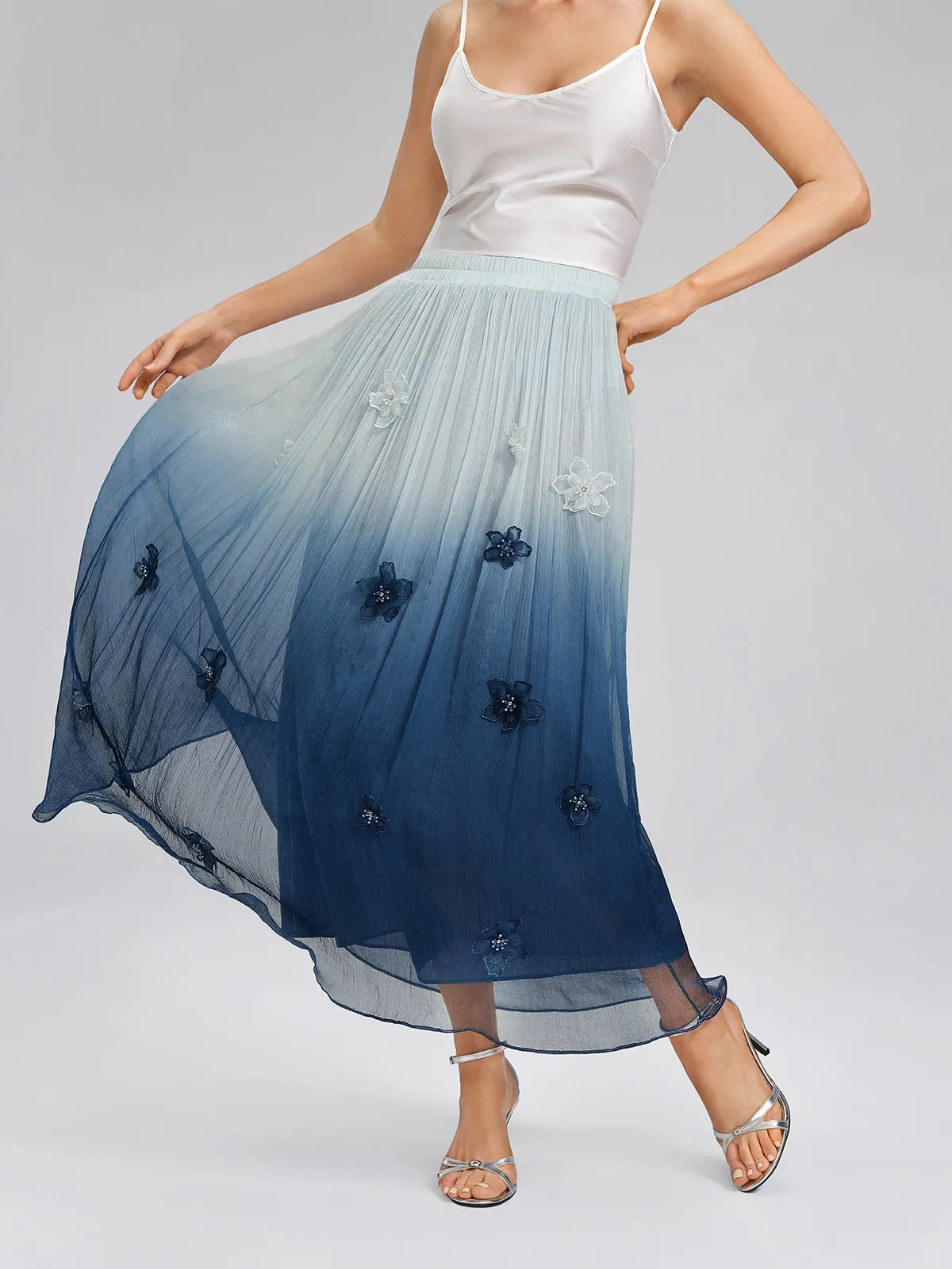 Eco Gradient-Dyed Floral-Embellished Skirt sold by Rich Radi Q's product image thumbnail 2