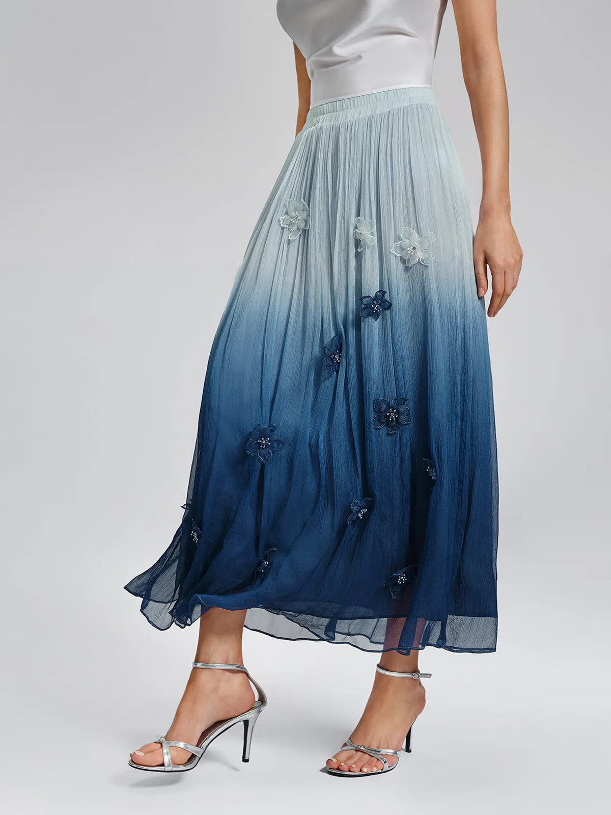 Eco Gradient-Dyed Floral-Embellished Skirt sold by Rich Radi Q's product image thumbnail 5