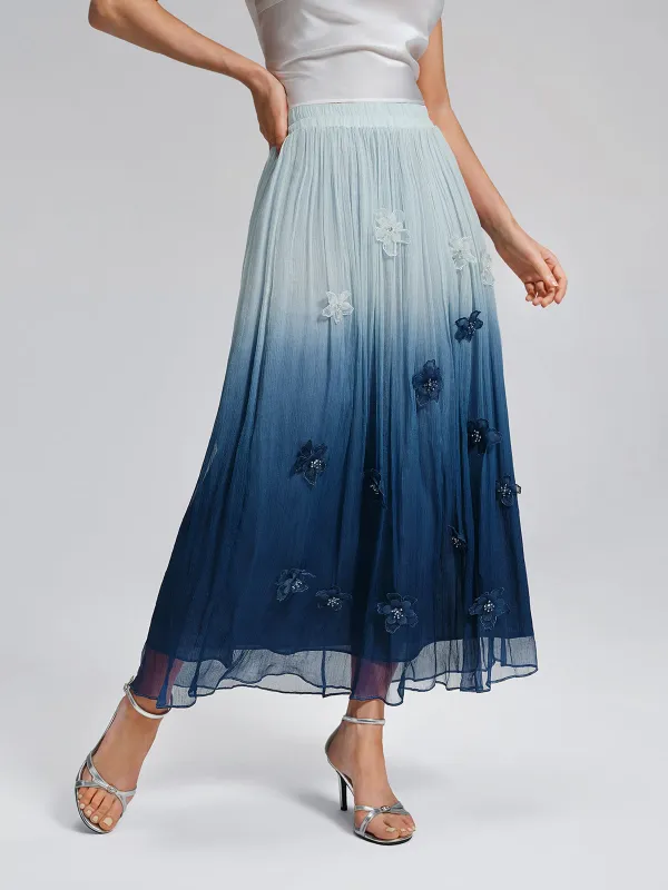 Eco Gradient-Dyed Floral-Embellished Skirt sold by Rich Radi Q's