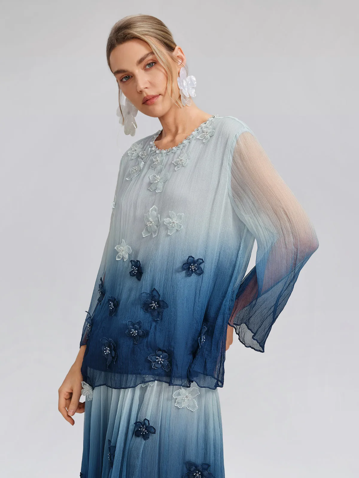 Eco Gradient-Dyed Floral-Embellished Blouse sold by Rich Radi Q's product image thumbnail 4