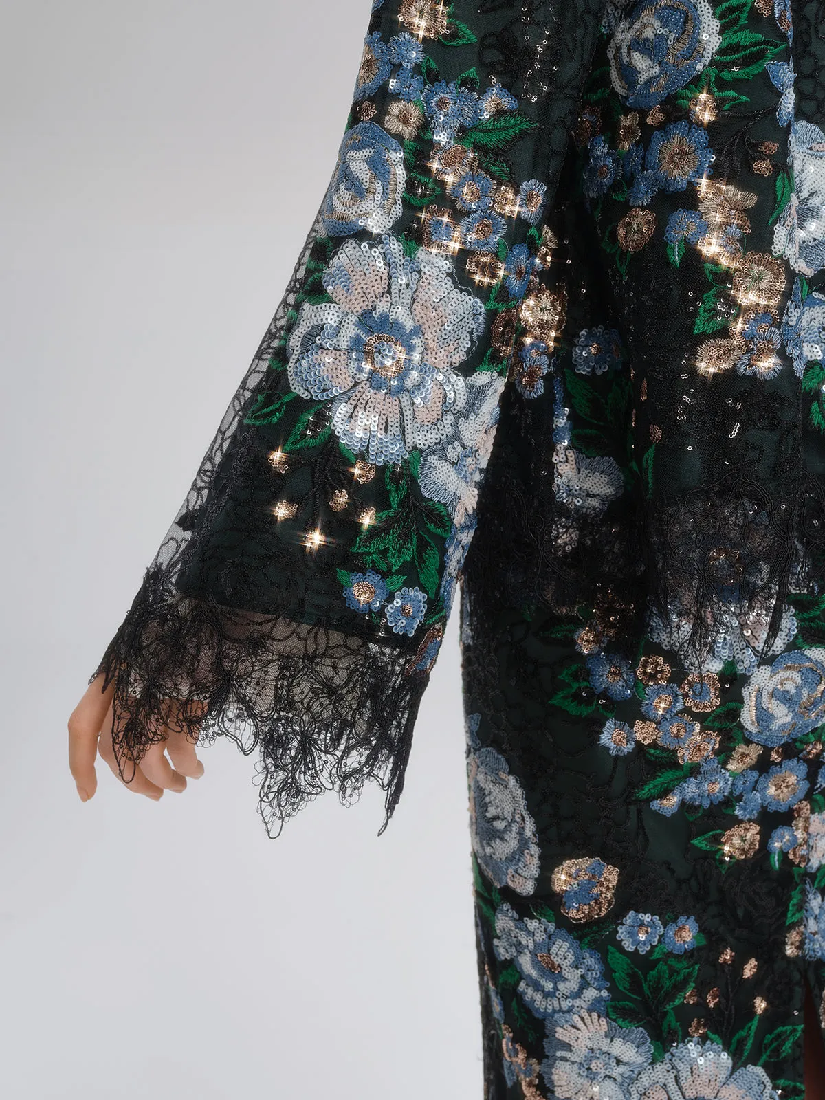 Sequin Lace-Trim Hand-Beaded Crystal Jacket sold by Rich Radi Q's product image thumbnail 3