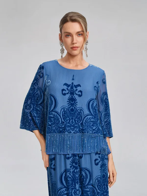 Silk Velvet Burnout Fringe Beaded Top sold by Rich Radi Q's