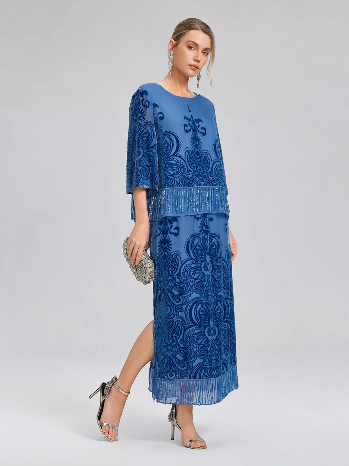 Silk Velvet Burnout Fringe Beaded Top sold by Rich Radi Q's product image thumbnail 4