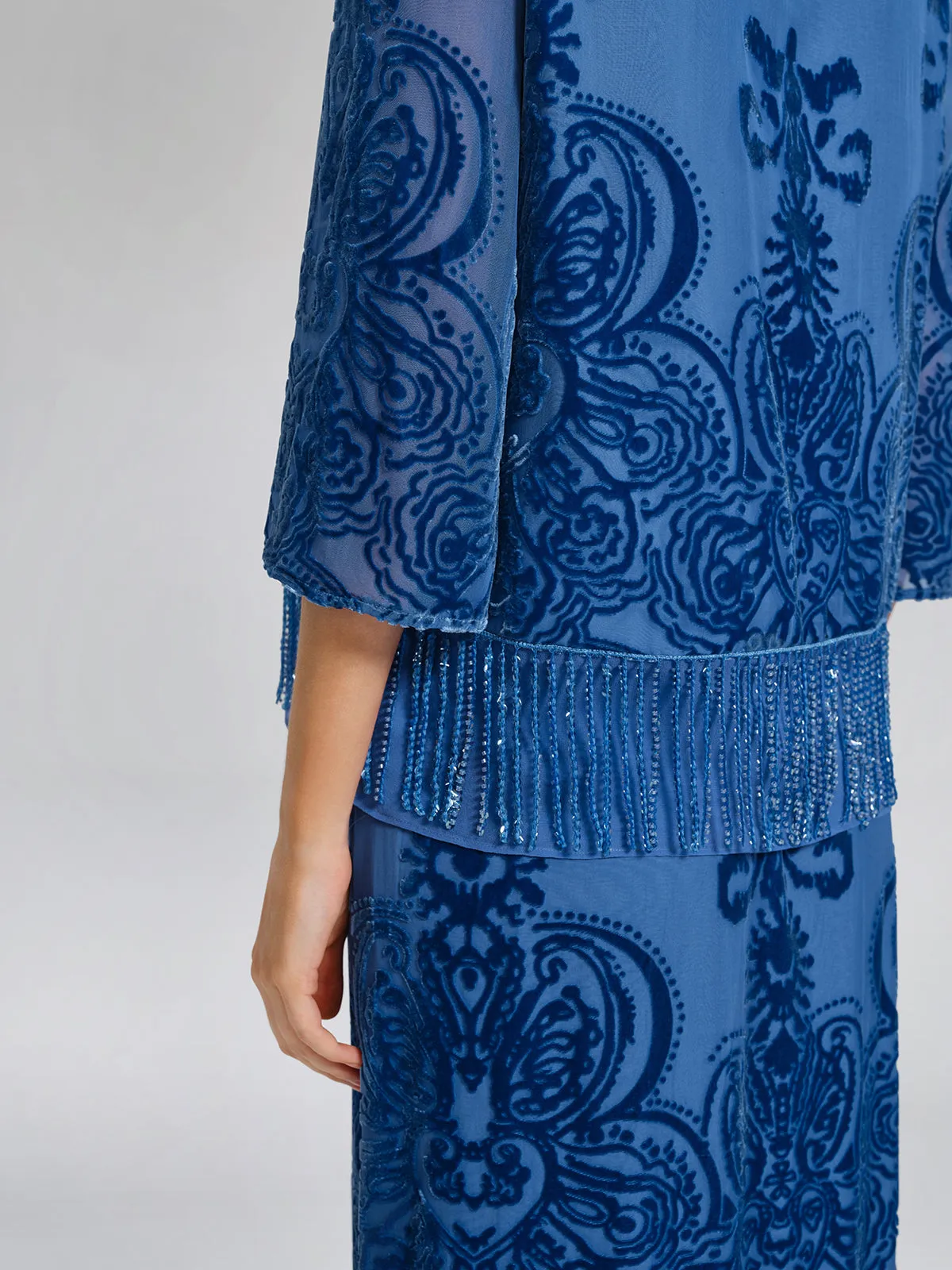 Silk Velvet Burnout Fringe Beaded Top sold by Rich Radi Q's product image thumbnail 3