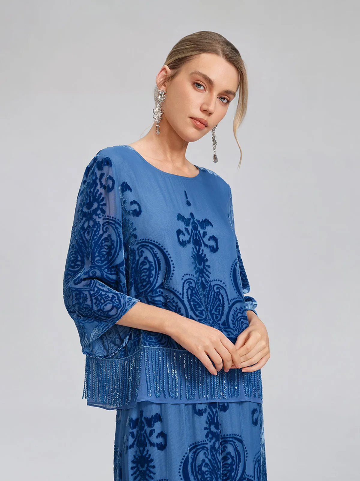 Silk Velvet Burnout Fringe Beaded Top sold by Rich Radi Q's product image thumbnail 5