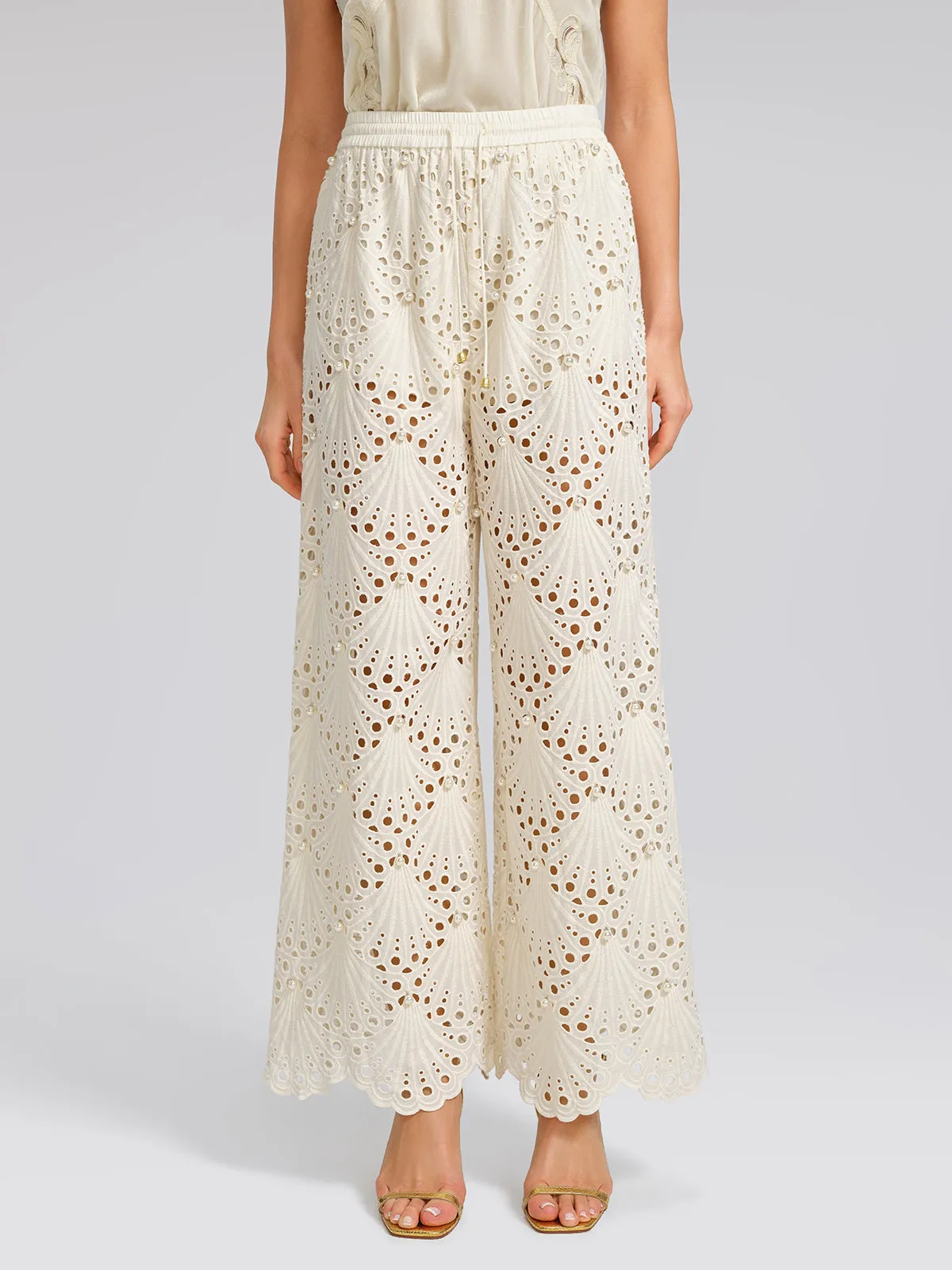 100% Cotton Burnout Pearl Elasticated Waist Trousers sold by Rich Radi Q's