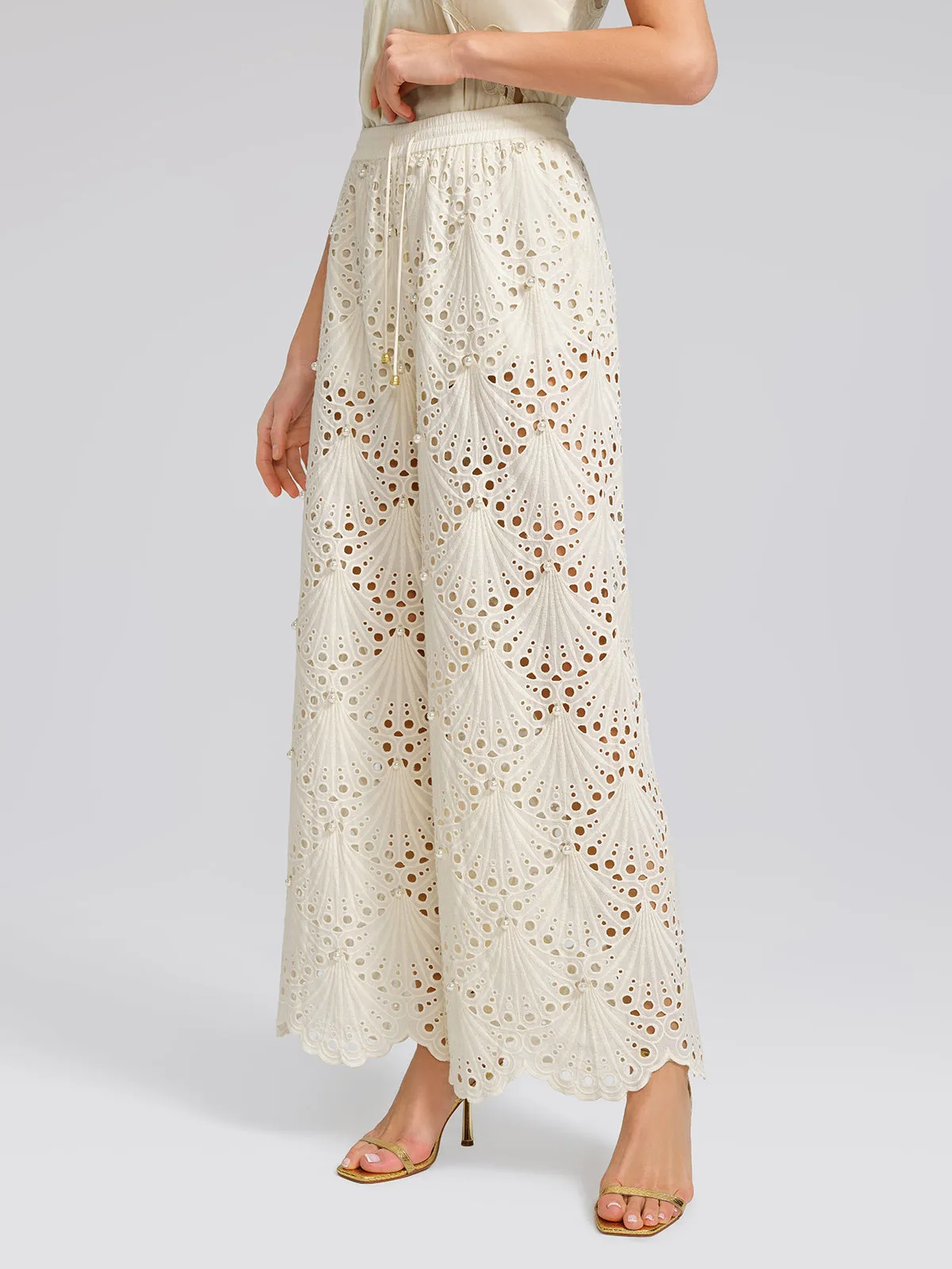 100% Cotton Burnout Pearl Elasticated Waist Trousers sold by Rich Radi Q's product image thumbnail 5