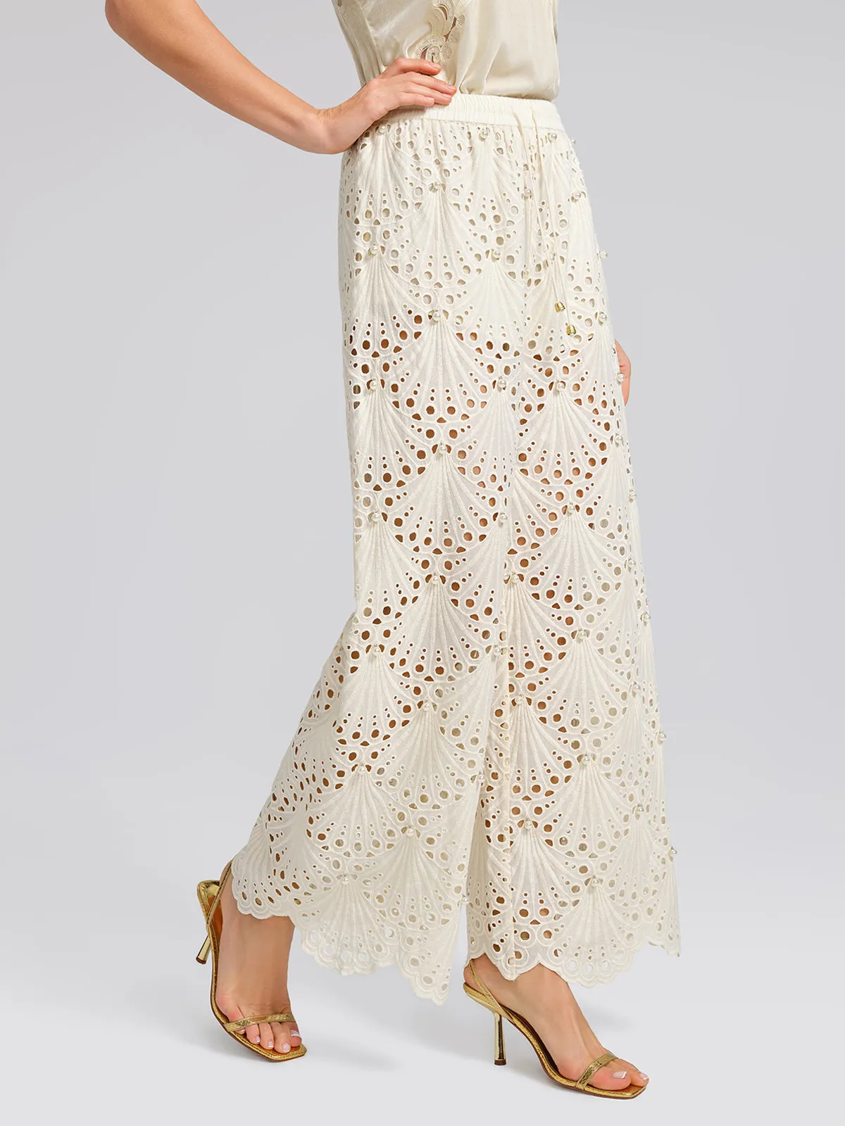 100% Cotton Burnout Pearl Elasticated Waist Trousers sold by Rich Radi Q's product image thumbnail 3