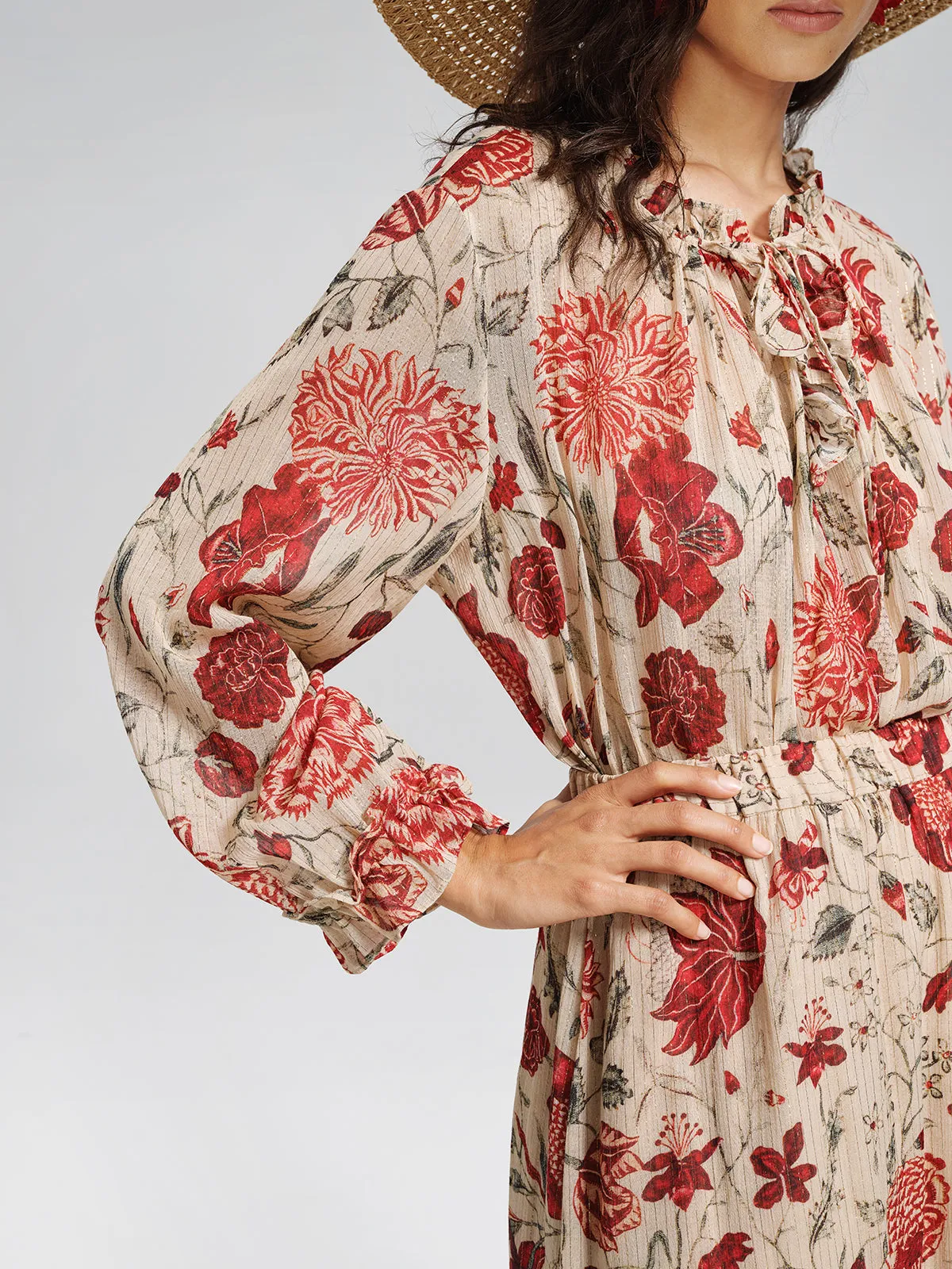 Silk Metallic-Stripe Vine Pattern Blouse sold by Rich Radi Q's product image thumbnail 5