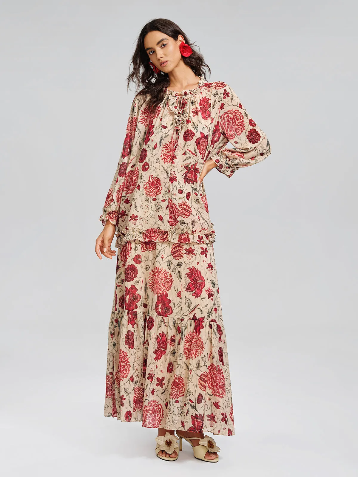 Silk Metallic-Stripe Vine Pattern Blouse sold by Rich Radi Q's product image thumbnail 2