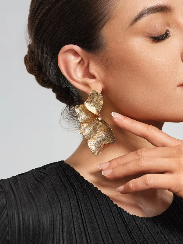 Ginkgo Leaf Gold Tone Earrings made by Rich Radi Q's