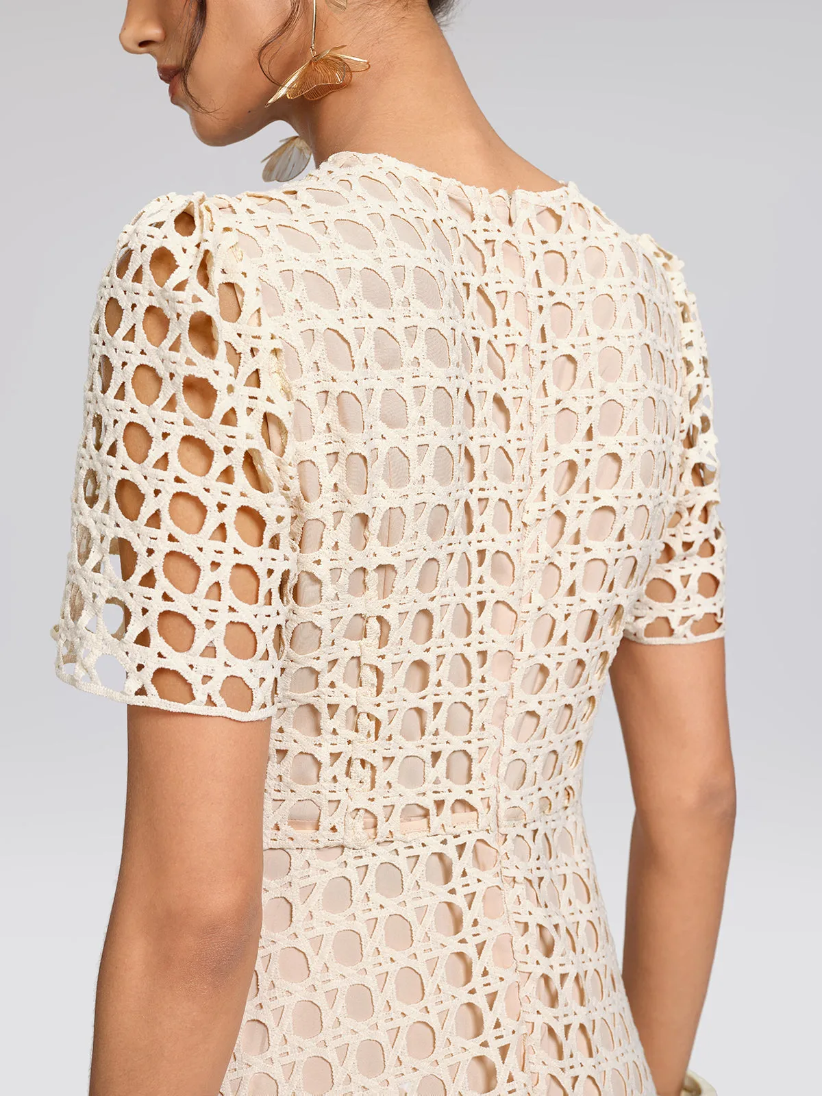 Embroidered Cutout A Line Dress sold by Rich Radi Q's product image thumbnail 5