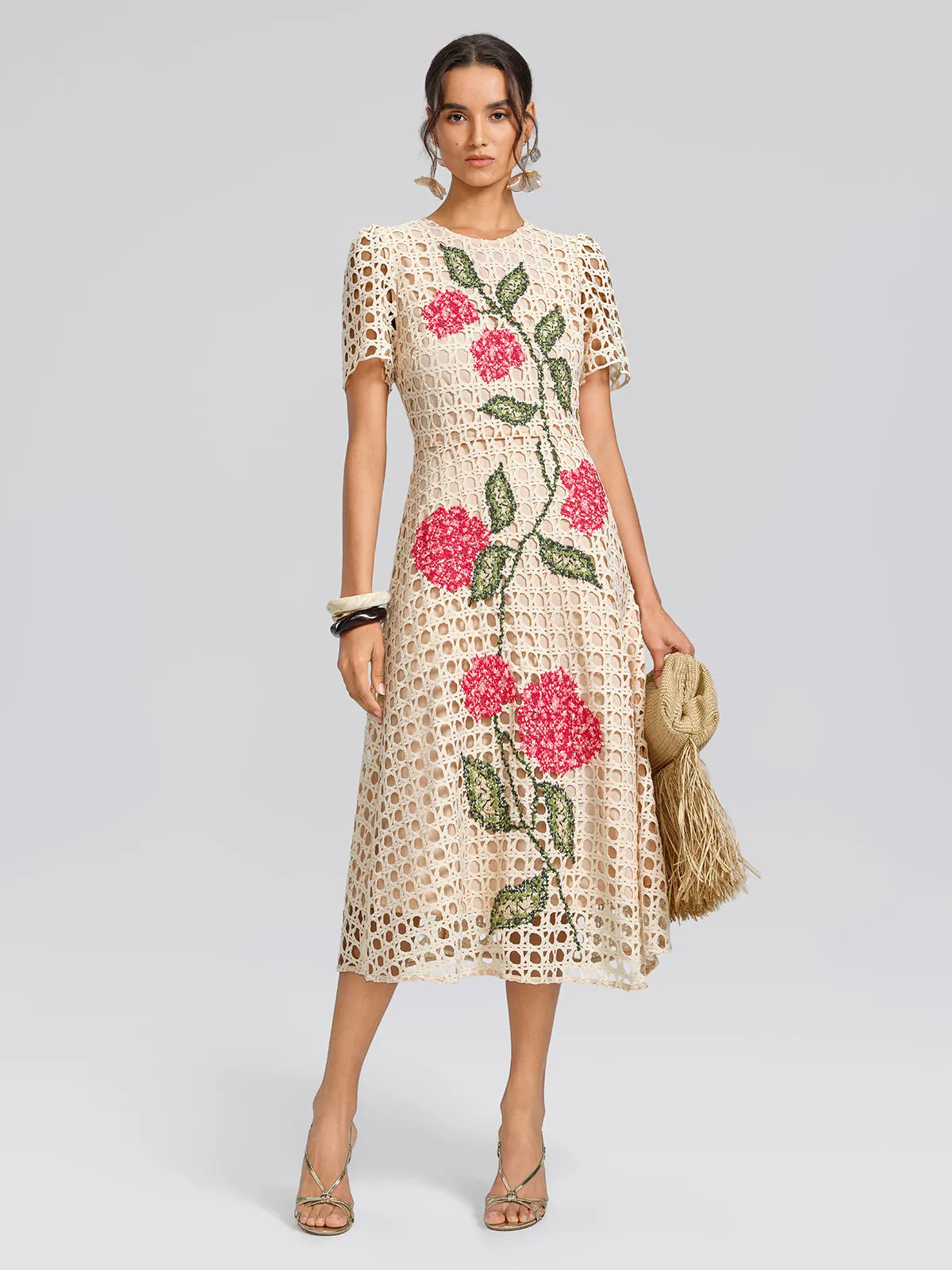 Embroidered Cutout A Line Dress sold by Rich Radi Q's product image thumbnail 3