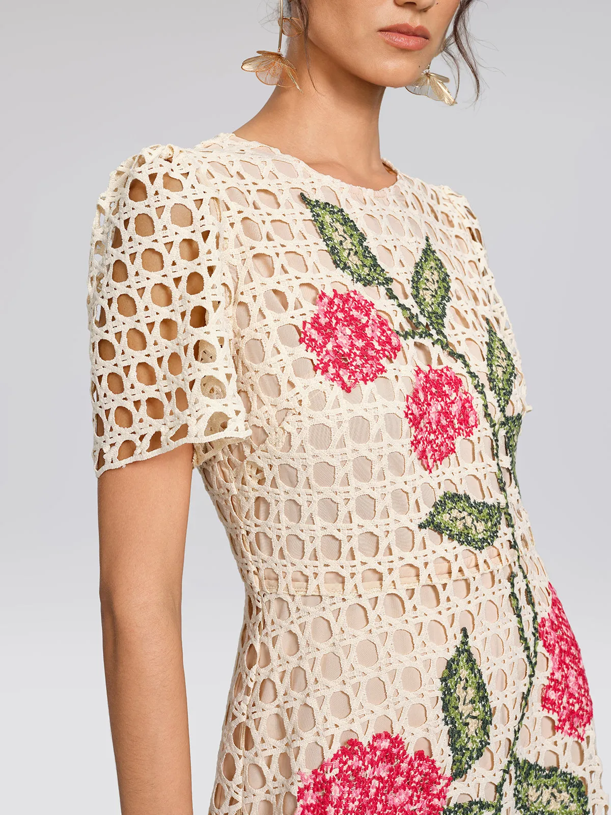 Embroidered Cutout A Line Dress sold by Rich Radi Q's product image thumbnail 4