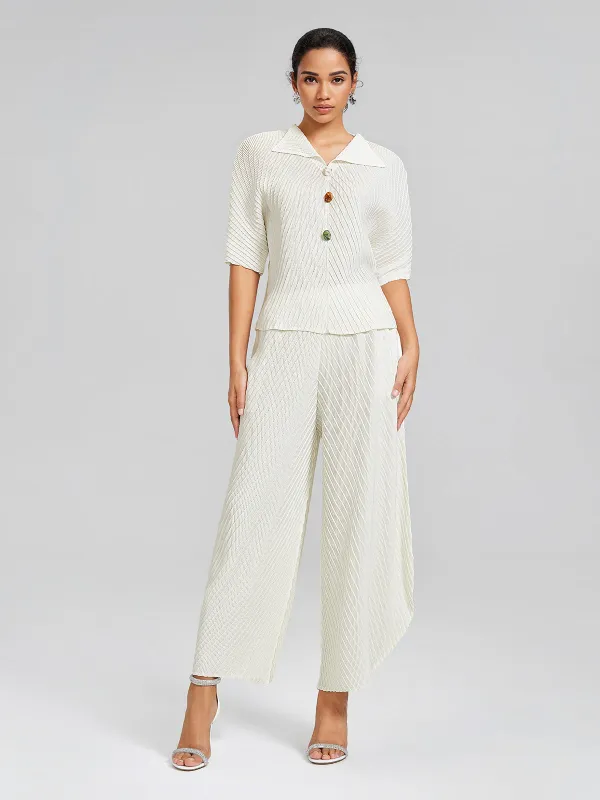 Diagonal Pleated Two-Piece Set sold by Rich Radi Q's