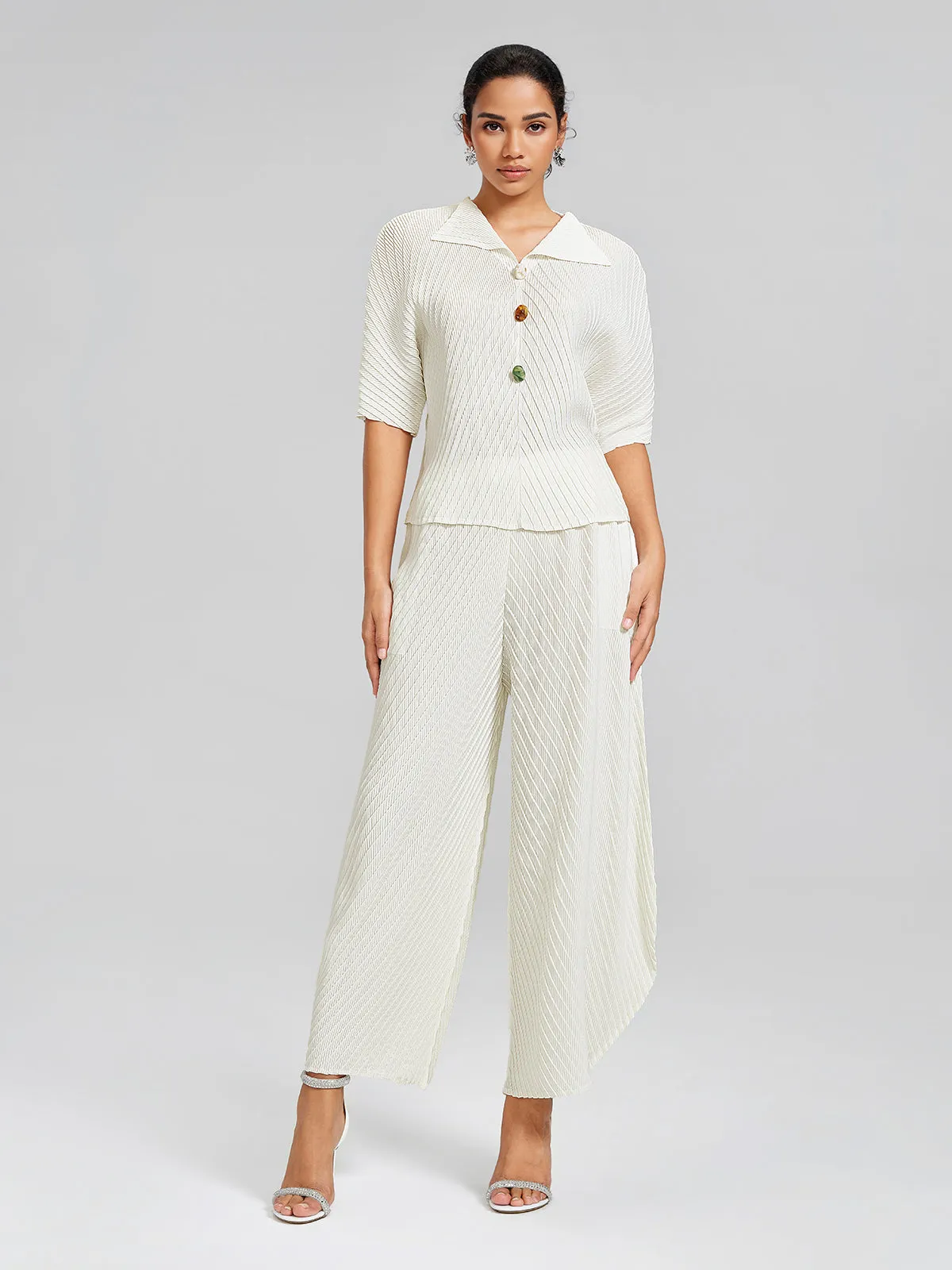 Diagonal Pleated Two-Piece Set sold by Rich Radi Q's