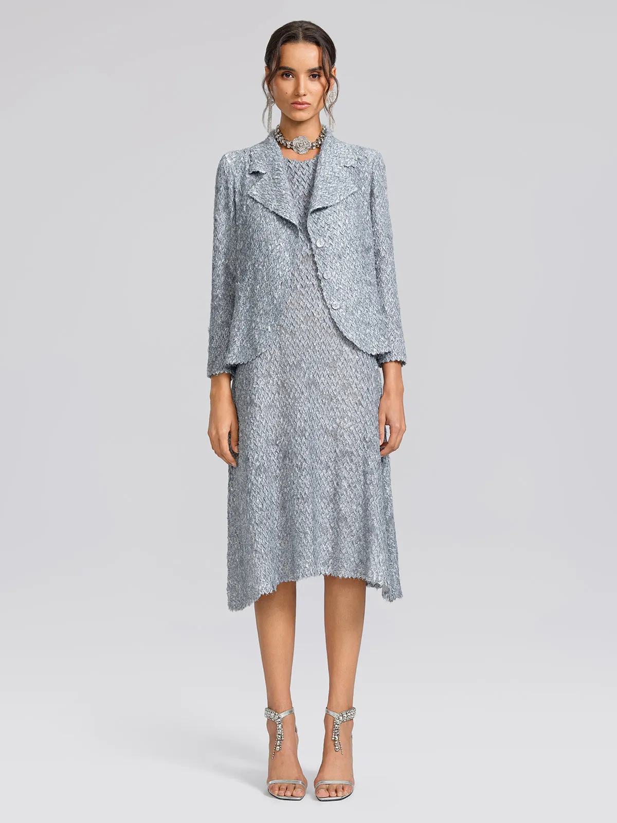 Textured Pleated Lapel Blazer Dress Set sold by Rich Radi Q's product image thumbnail 3
