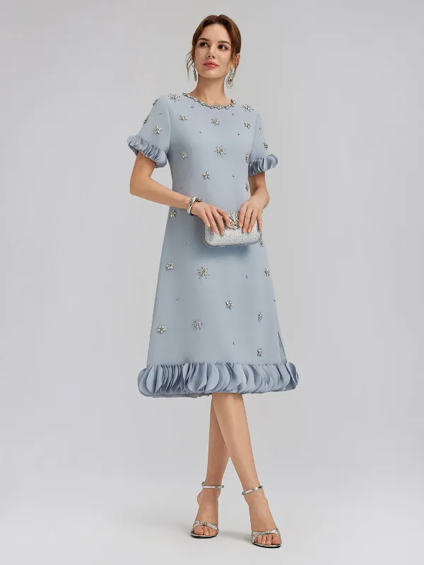 Hand-Sewn Beaded Floral-Trim Dress made by Rich Radi Q's