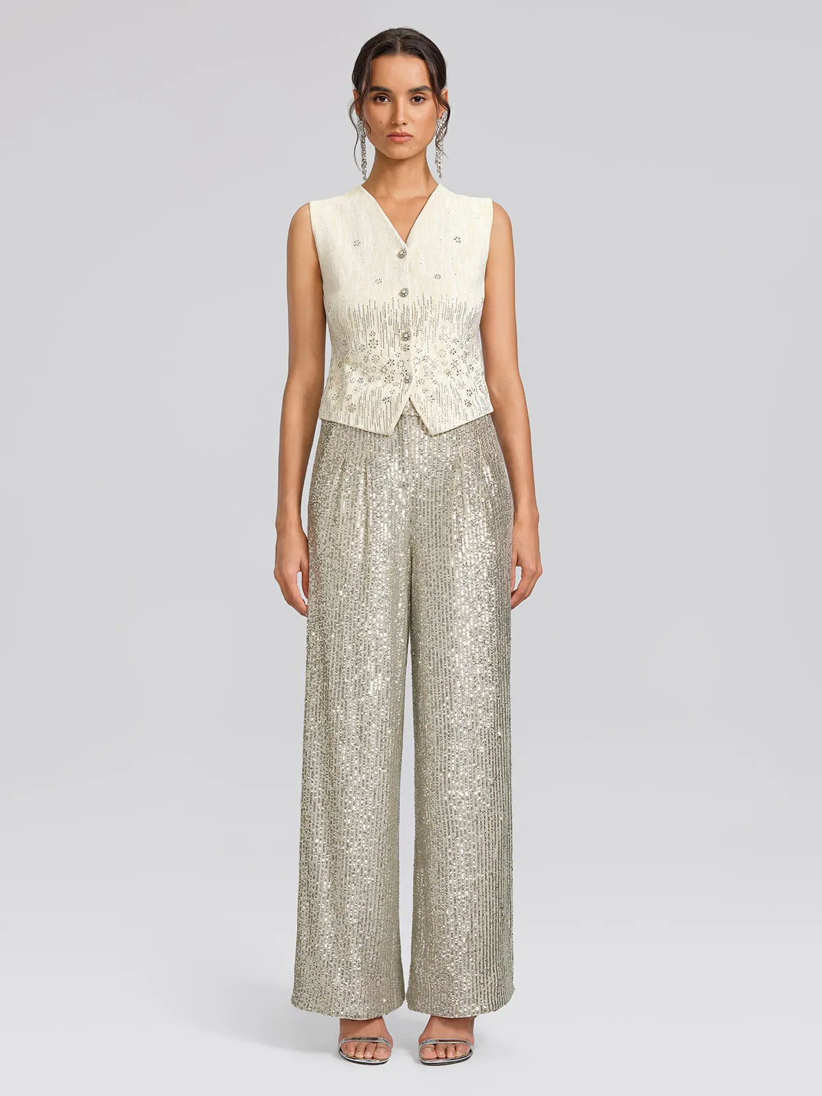Rhinestone Fitted Pearl-Button Sleeveless Vest sold by Rich Radi Q's product image thumbnail 5