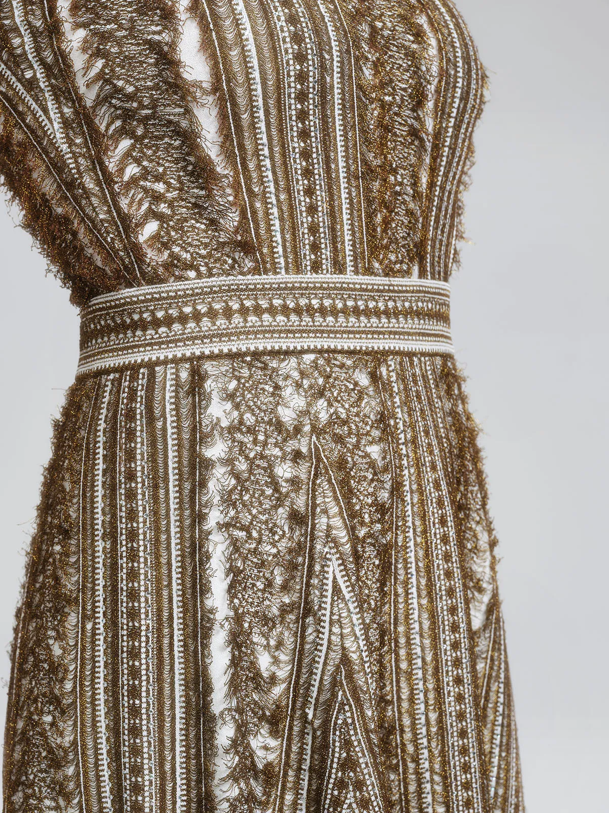 Frayed Striped Cable Knit Metallic Short-Sleeve Top sold by Rich Radi Q's product image thumbnail 5