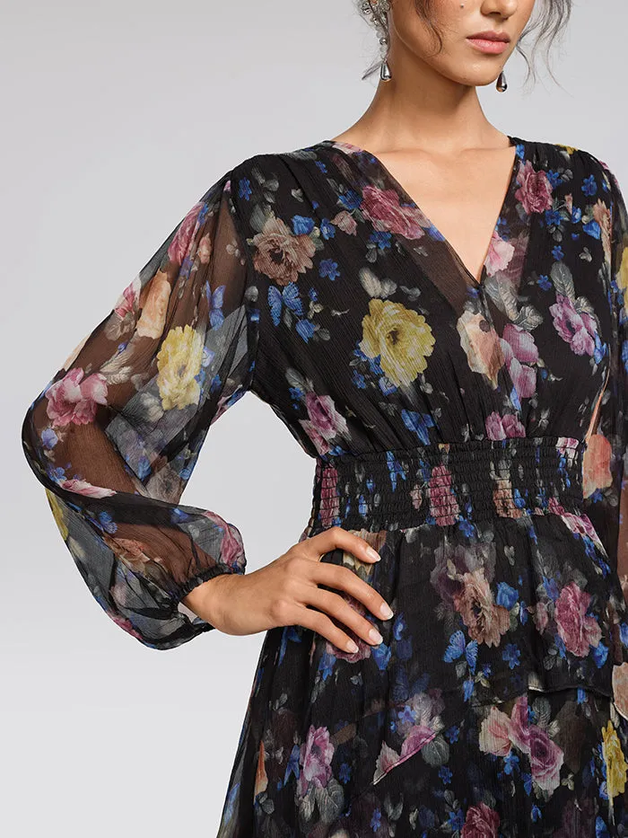 Printed Silk Elastic-Waist Tiered Dress sold by Rich Radi Q's product image thumbnail 2