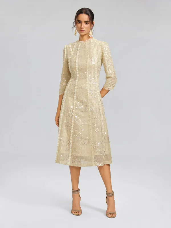 Sequin-Embellished Ruffle-Trimmed Dress made by Rich Radi Q's