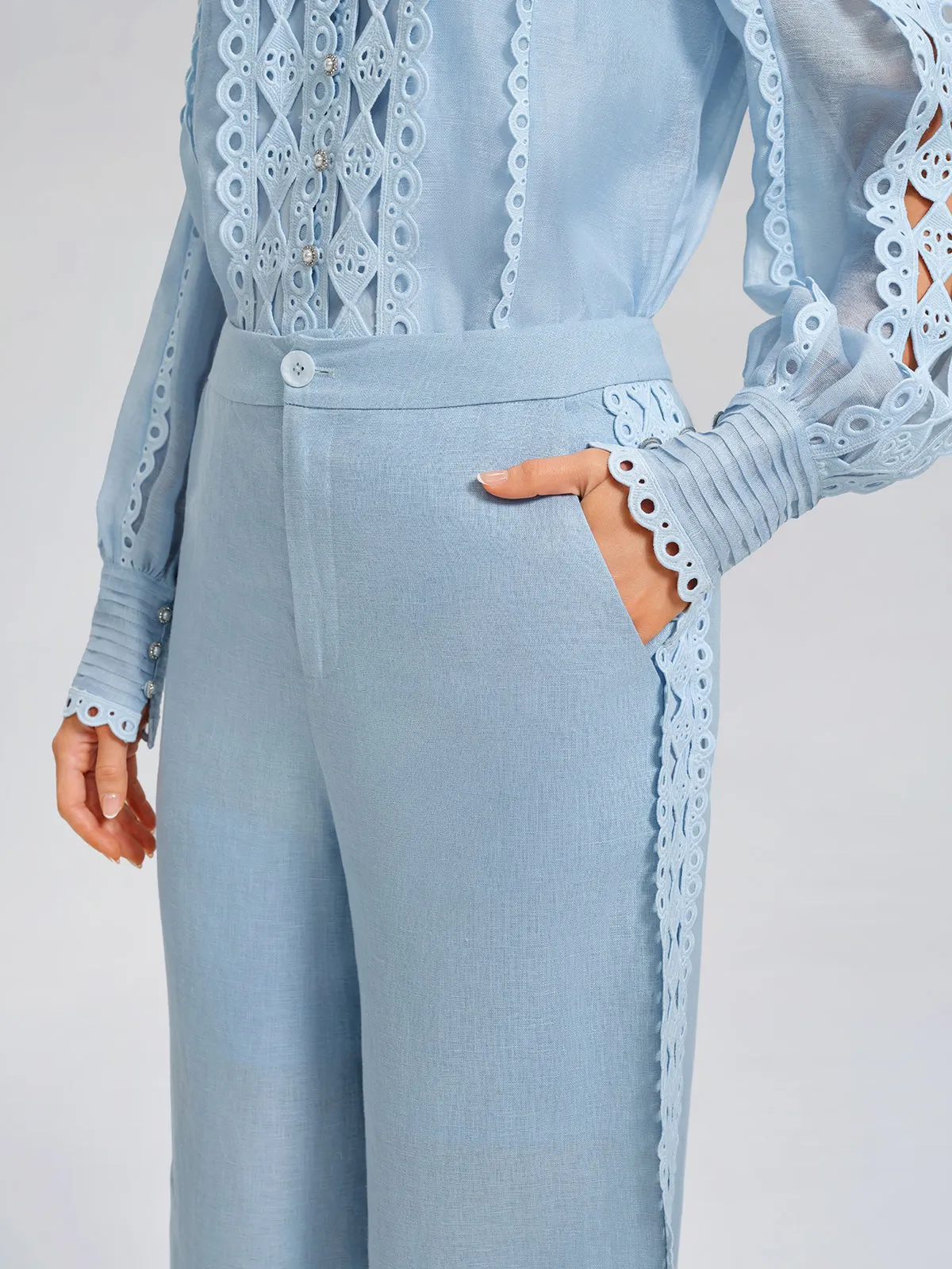 Linen Elastic Waistband Straight-Leg Pants sold by Rich Radi Q's product image thumbnail 2