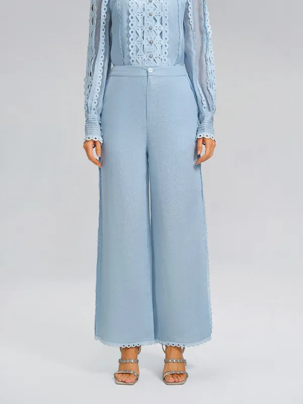 Linen Elastic Waistband Straight-Leg Pants made by Rich Radi Q's