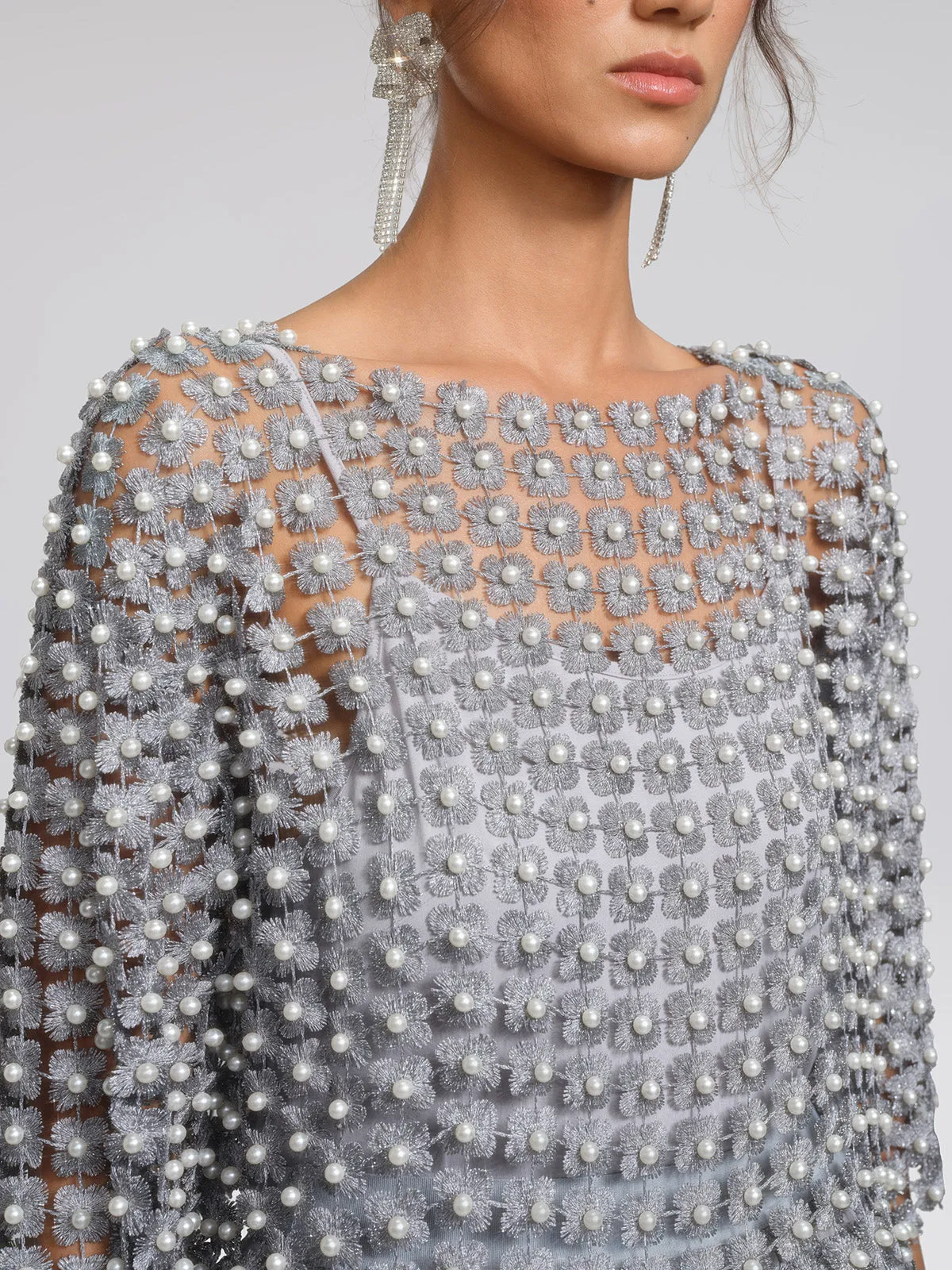 Floral Pearl-Embellished Round-Neck Top sold by Rich Radi Q's product image thumbnail 3
