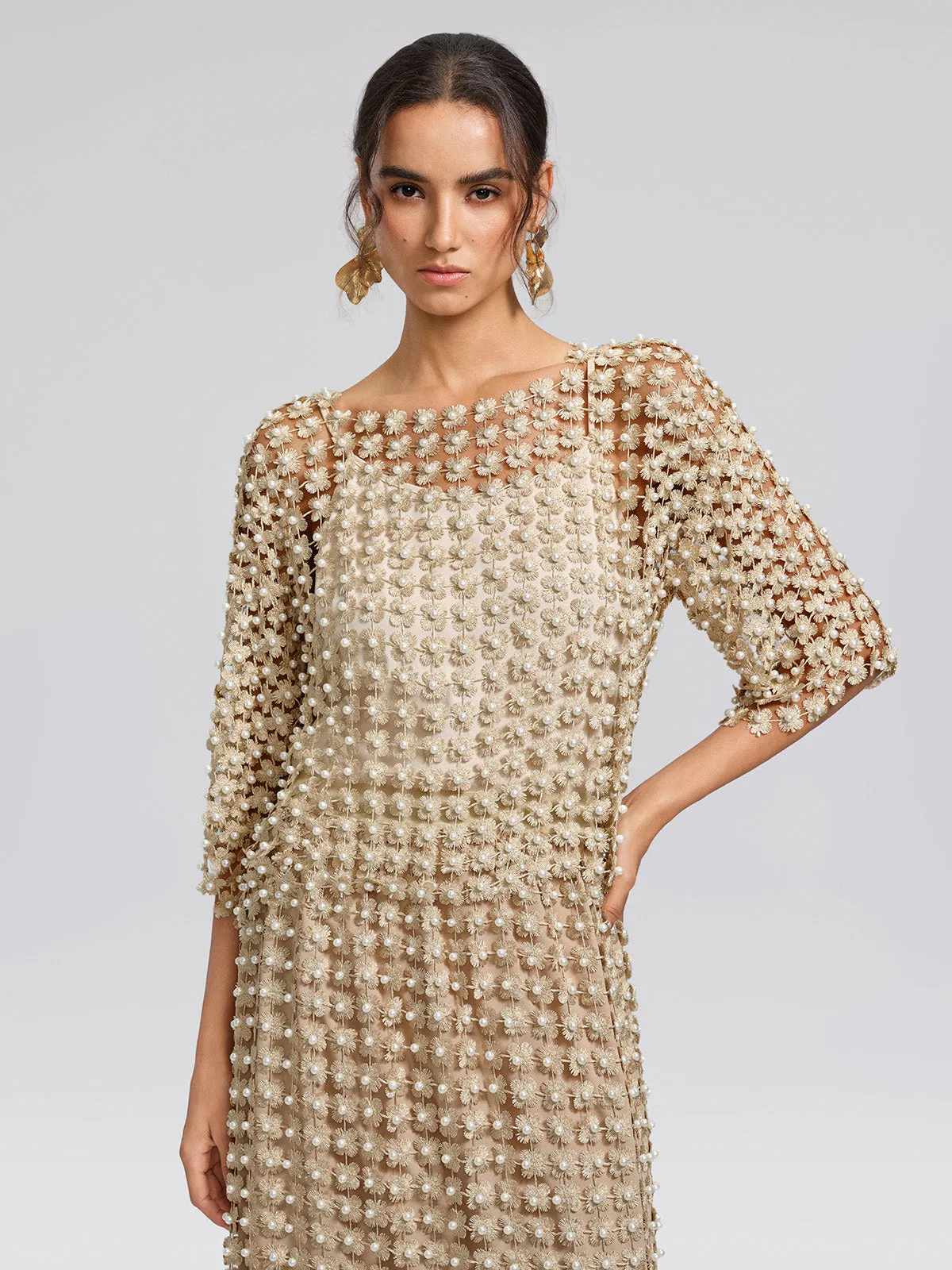 Floral Pearl-Embellished Round-Neck Top sold by Rich Radi Q's product image thumbnail 2
