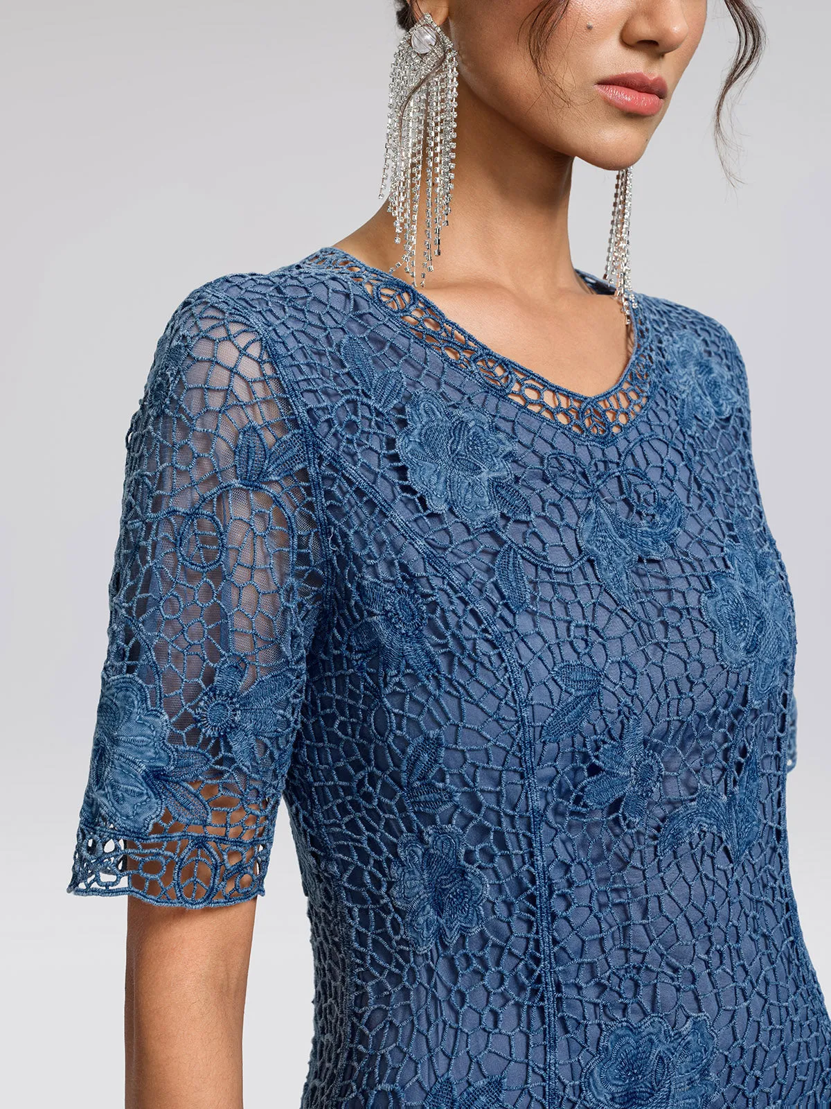 Cutout Lace 3D Floral Short-Sleeve Dress sold by Rich Radi Q's product image thumbnail 4