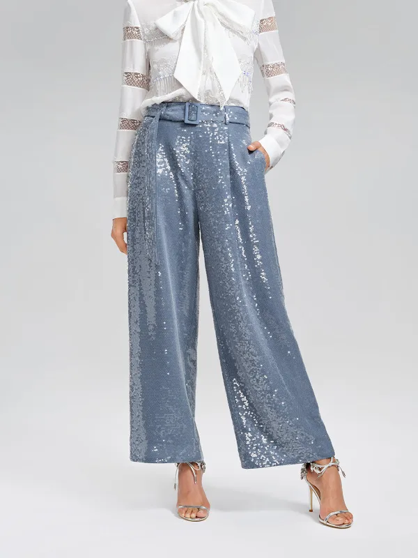 Sequin Belted Wide-Leg Pants made by Rich Radi Q's