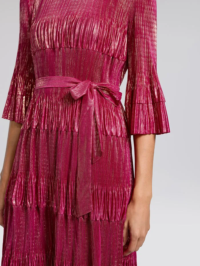 Foil Print Pleated Printed High-Stretch Dress (Waist Tie Included) sold by Rich Radi Q's product image thumbnail 5