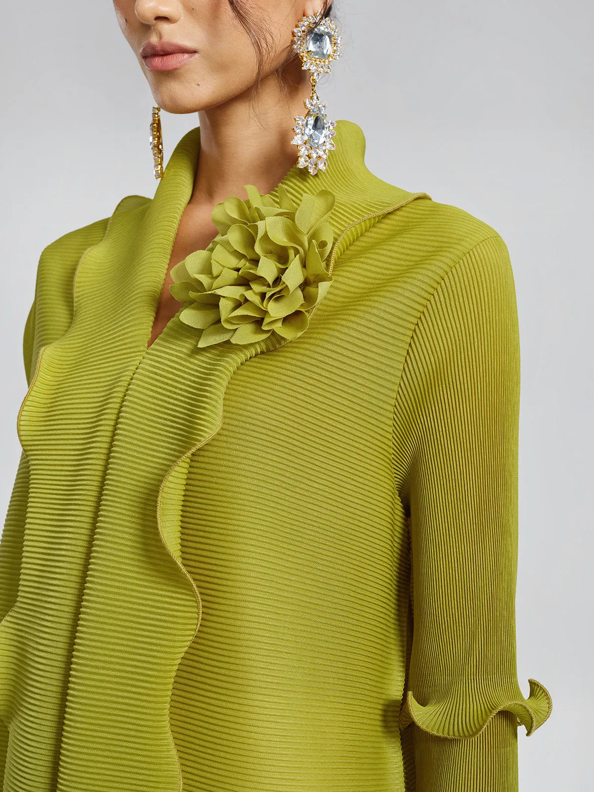Ruffle Pleated Floral Brooch 3/4-Sleeve Gown sold by Rich Radi Q's product image thumbnail 2