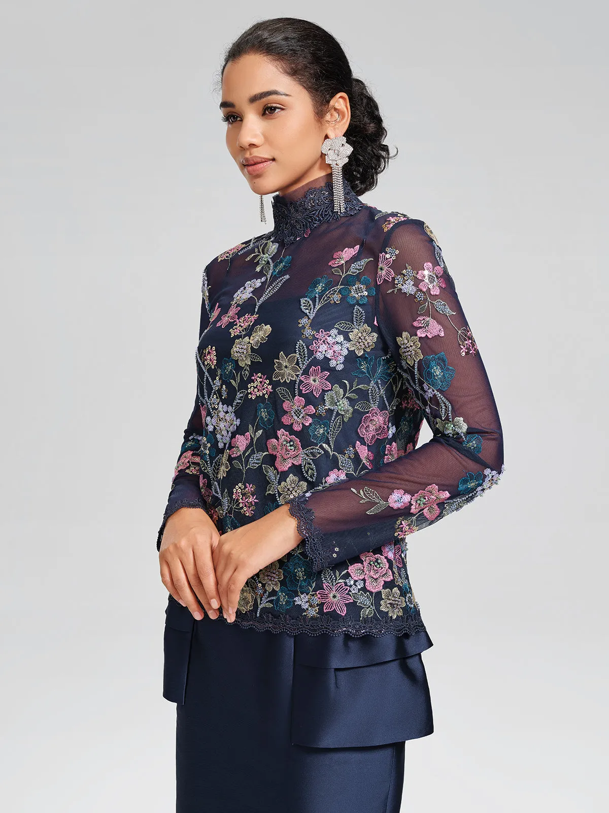 Beaded Floral Embroidery Lace-Panel Blouse (Camisole Included) sold by Rich Radi Q's product image thumbnail 5