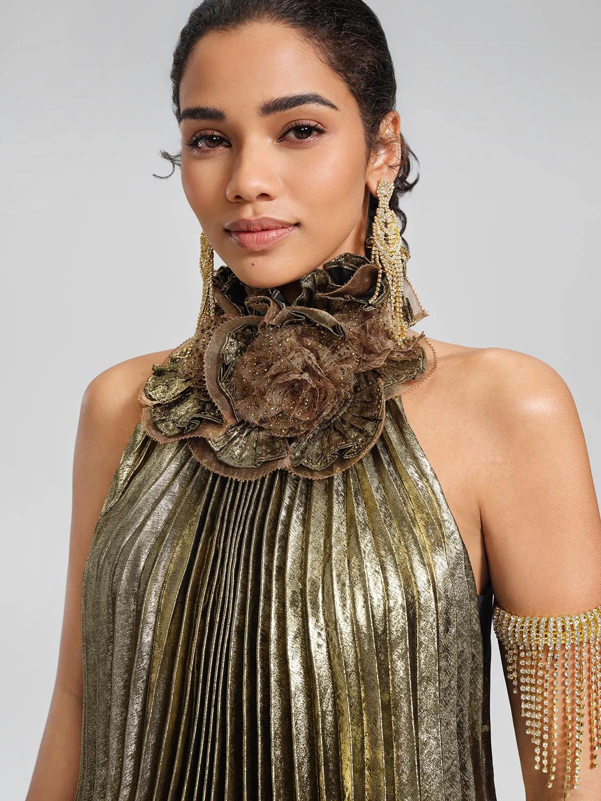 Metallic Pleated Organza-Floral Blouse sold by Rich Radi Q's product image thumbnail 2