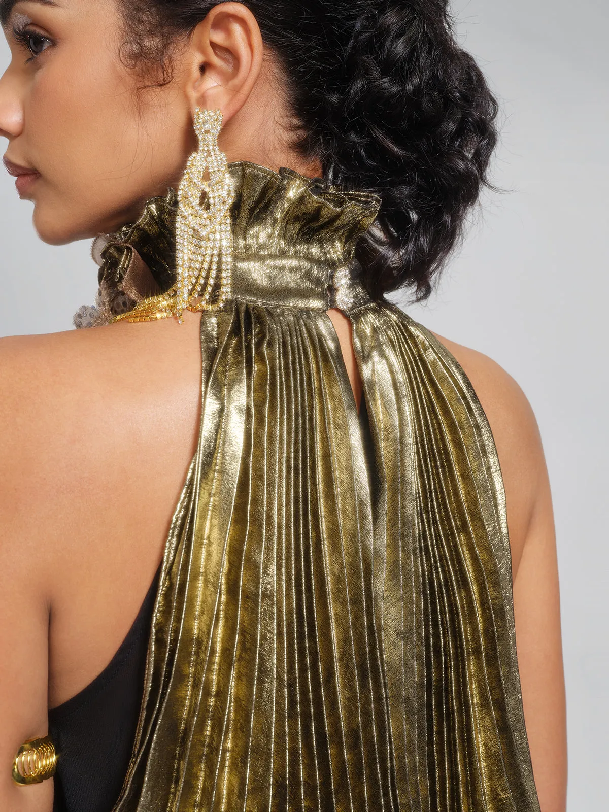 Metallic Pleated Organza-Floral Blouse sold by Rich Radi Q's product image thumbnail 3
