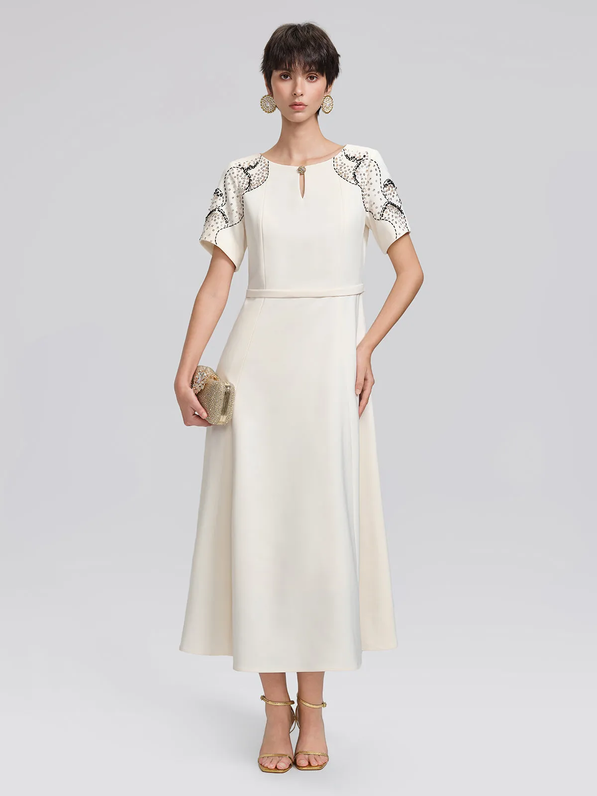 Hand-Beaded Sequin Waist-Cinching Dress sold by Rich Radi Q's