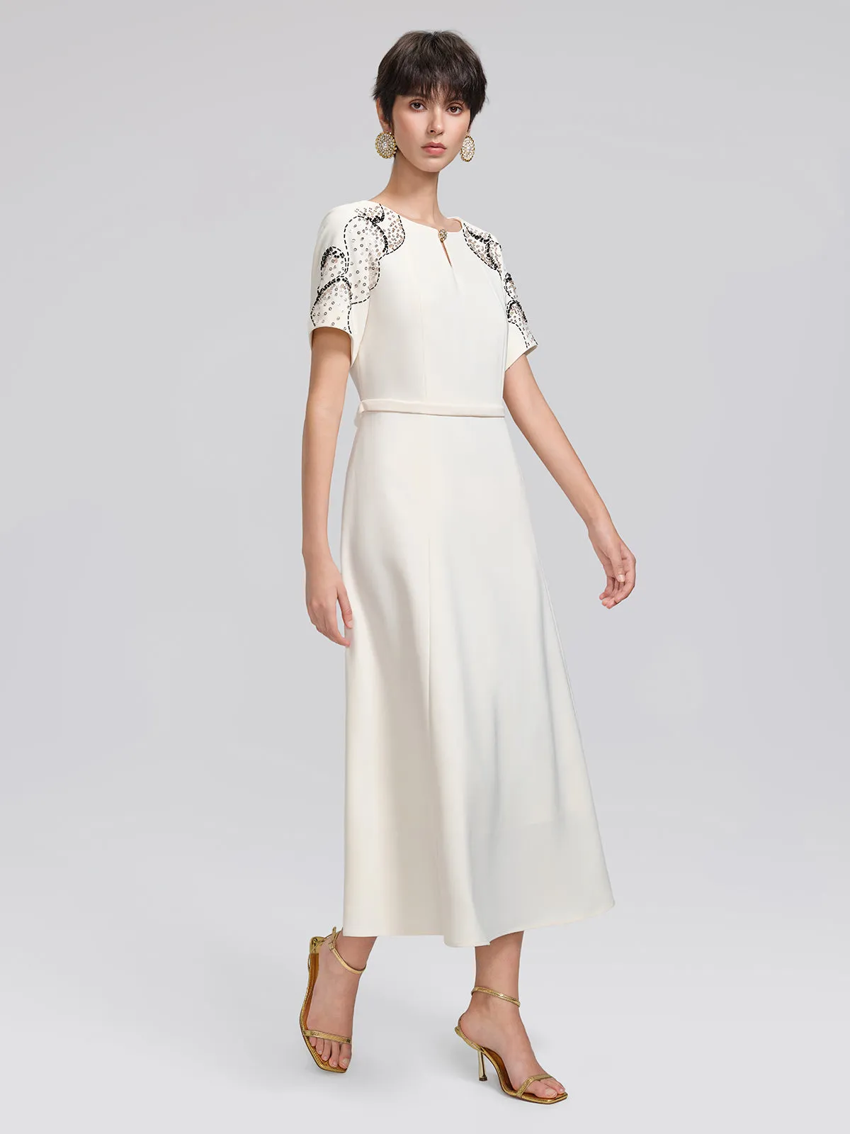 Hand-Beaded Sequin Waist-Cinching Dress sold by Rich Radi Q's product image thumbnail 5