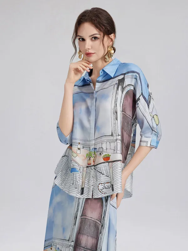 Final Sale | Silk Twill Printed Shirt (100% Silk) made by Rich Radi Q's