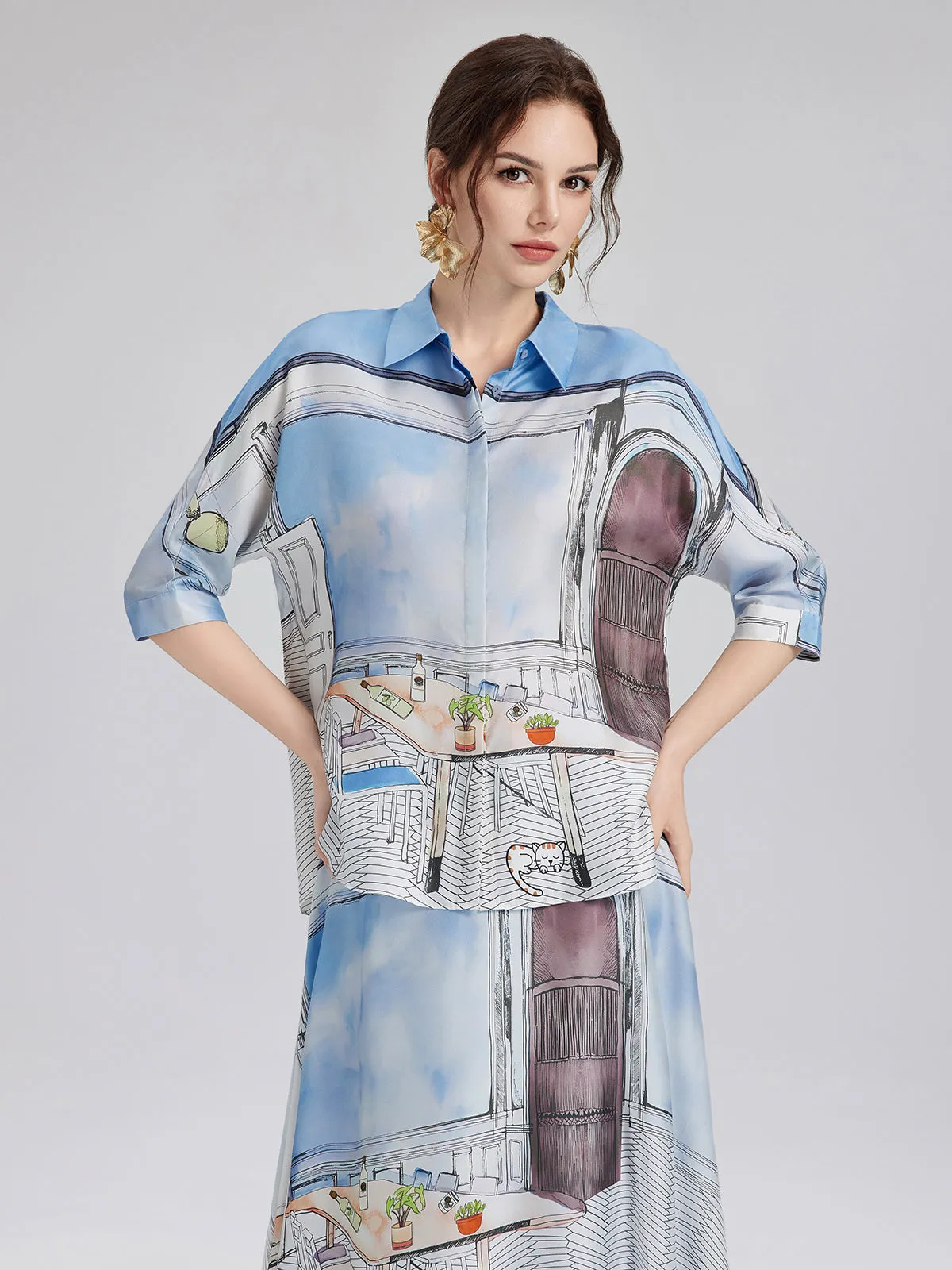 Final Sale | Silk Twill Printed Shirt (100% Silk) sold by Rich Radi Q's product image thumbnail 5