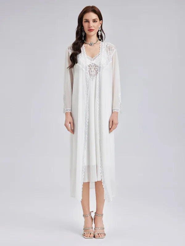 Final Sale | Lace-Trimmed Crystal Pajama Set made by Rich Radi Q's