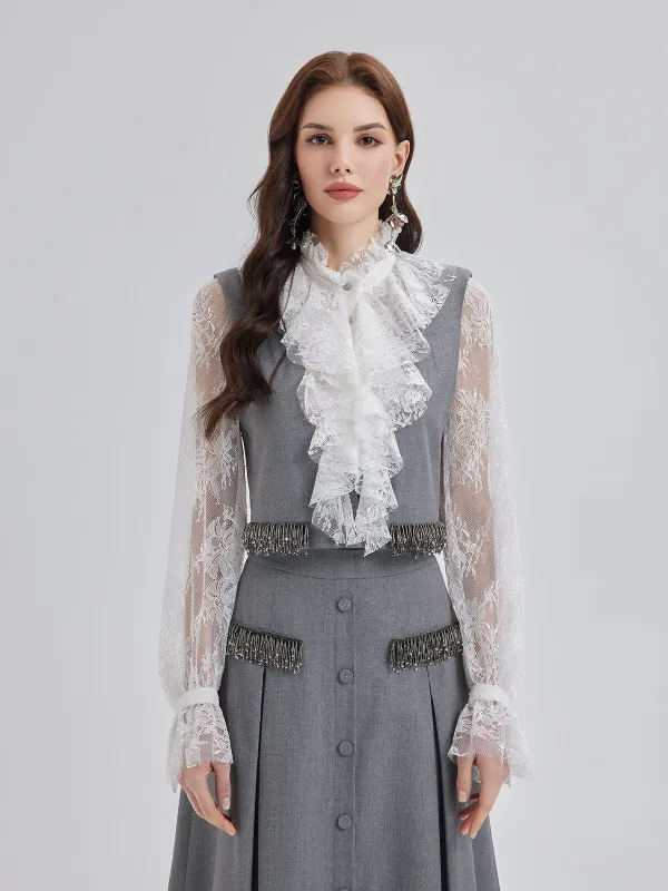 Final Sale | Effortless Elegance Silk Lace Blouse made by Rich Radi Q's