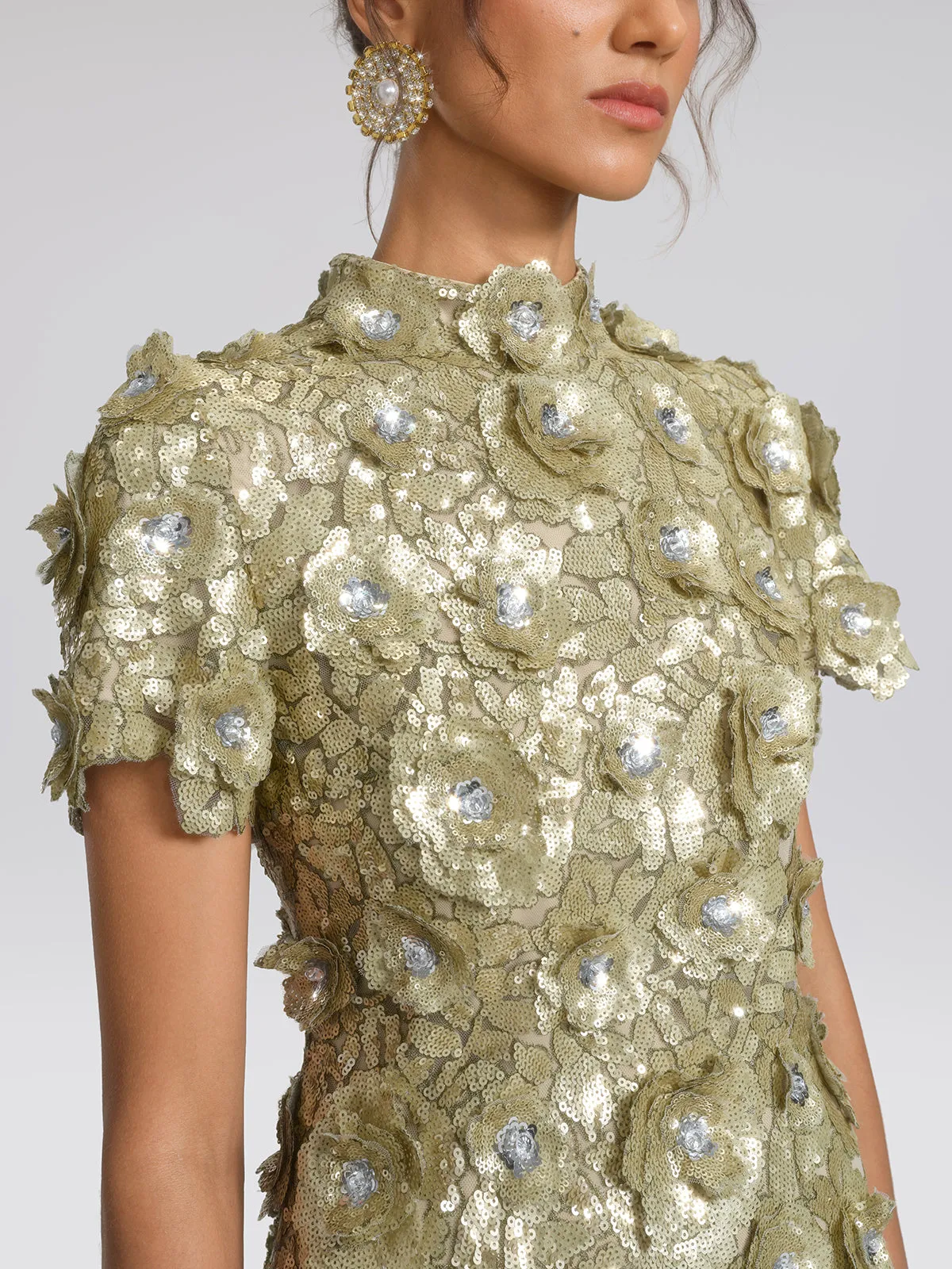 Allover Sequin Embroidered Floral Dress sold by Rich Radi Q's product image thumbnail 2