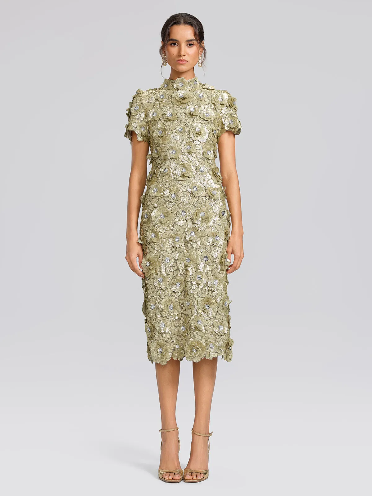Allover Sequin Embroidered Floral Dress sold by Rich Radi Q's product image thumbnail 5